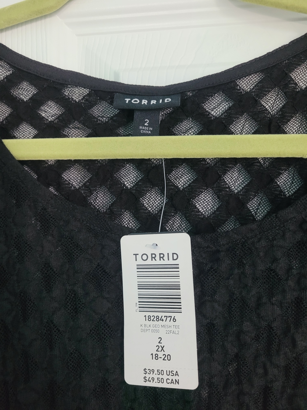 Torrid Black Geo Mesh Tee - Women's Plus Size